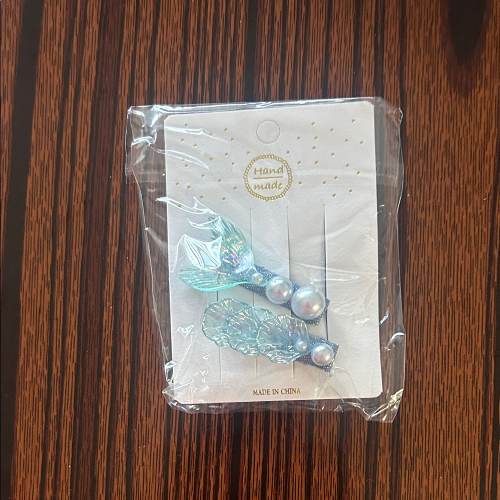 Handmade Blue Mermaid Hair Clips